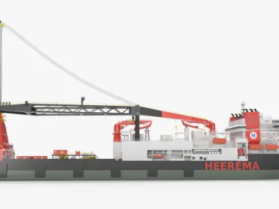 Heerema Aegir Ship Crane Vessel 3d Model 3D model