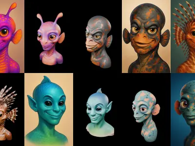 Head Fish bundle 12 pack 100 glb 3D model