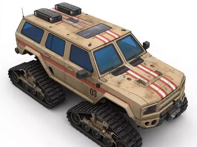 Realistic Hard Sci-Fi Tracked SUV Scout Low-poly 3D model