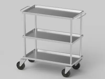 Silver Service Trolley 3D model