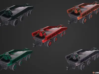 Stylized Railway Modular Constructor Low-poly 3D model