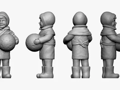 001347 smiling boy with a big snowball for snowman 3D model