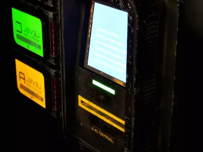 Low Poly Access Terminal and Keycards Low-poly 3D model