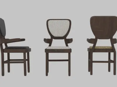 Wooden Chairs  Low-poly 3D model