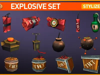 Explosives Set items in explosive 3D model