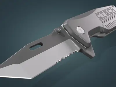 Tanto Folding Knife Low-poly 3D model