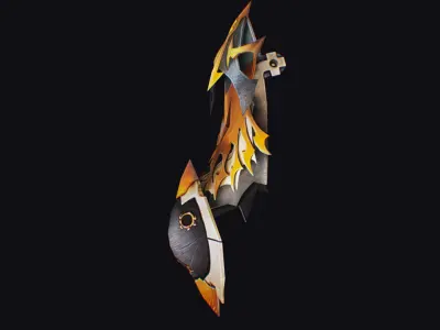 Shield Massive Great Large Heavy Armor Golden Equipment Low-poly 3D model