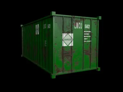 Container-green PBR shipping container Low-poly 3D model