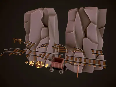 LowPoly MineAssets wheelbarrow Low-poly 3D model