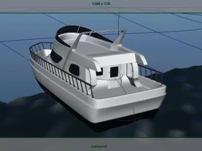Boat with Ocean  Low-poly 3D model