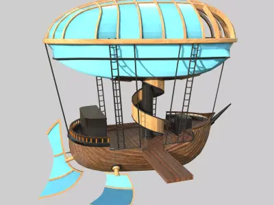 Stylized Airship Low-poly 3D model purchase