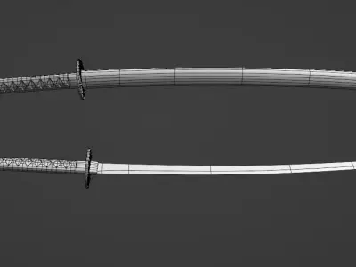 katana two samurai swords Low-poly 3D model purchase
