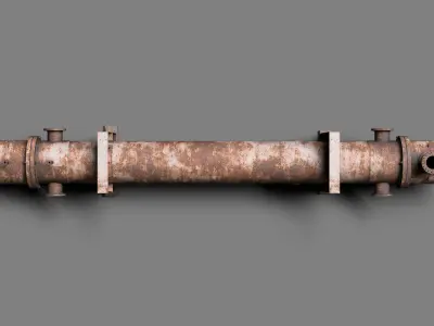 Industrial gas heat exchanger Low-poly 3D model