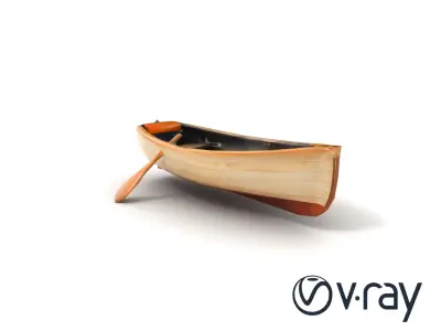 Wooden Rowboat with Oars model pack Low-poly 3D model