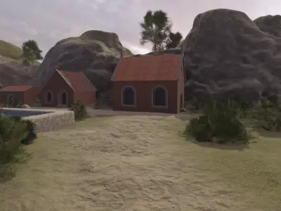 Coastal Village At Dusk 3D model