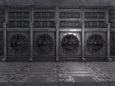 Ventilator metal room Low-poly 3D model