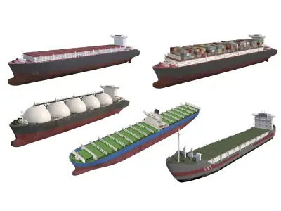 Industrial Cargo Ships Pack 01 Low-poly AP Low-poly 3D model