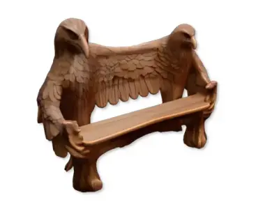 Eagle Carved Wood Bench Antique Style  3D print model