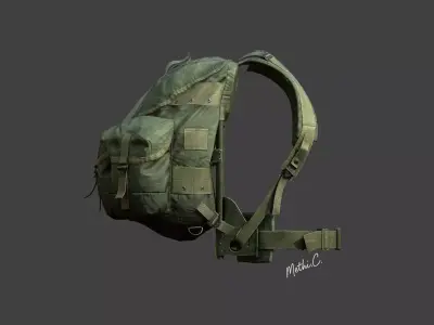 Military Backpack  Game Ready 3D Model Lowpoly ALICE PACK Low-poly 3D model