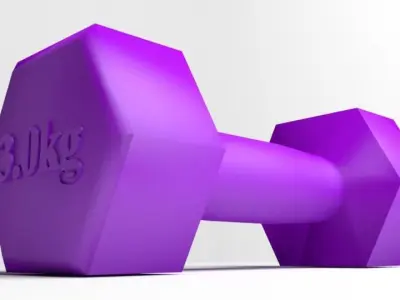 Fixed-weight dumbbell 3 kg 3D model