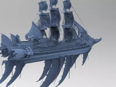 Asian Finn Airship Sci-Fi design 3D model