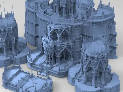 Ancient Greek Ruins Ocean 3D model