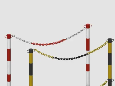 Colorful metal barriers Low-poly 3D model