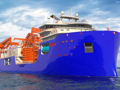 Cable Layer Vessel Blue 3D model