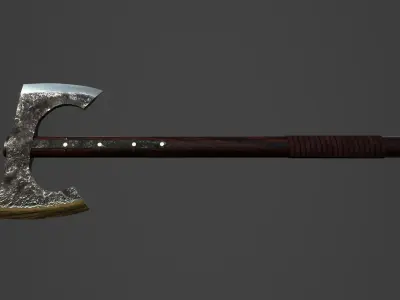 Double bearded axe Low-poly 3D model