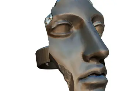 Greeck Rome God Face Crack Damage Slavage Part Ring Silver GOLD 3D print model