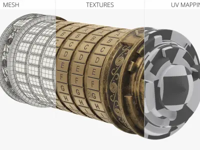 Vintage Da Vinci Cryptex Letter Combination Lock 3D model