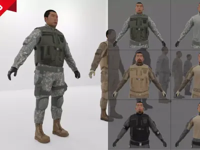 Soldier Low-poly 3D model Low-poly 3D model purchase