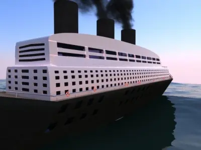 Ship in the ocean 3D model