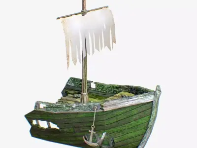 Low Poly Wreck Ship Low-poly 3D model