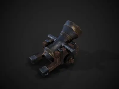 Stylized Cannon with Ball Low-poly 3D model