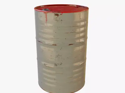 Red Painted Oil Drum Low-poly 3D model