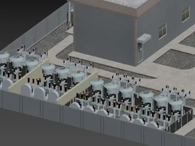 SCI FI Model 220kV Substation- Super Detailed Low-poly 3D model purchase