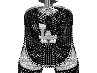Antique Shoes and Cap Black and White Diamond Hip Hop Pendant 3D print model