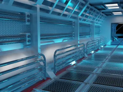 Sci fi corridor Free 3D model 2