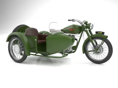 BSA Motorbike with sidecar 3D model
