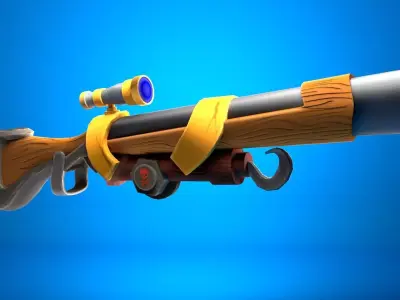 Stylized shotgun model Low-poly 3D model