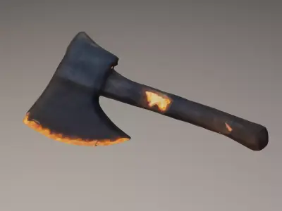 Curtision Glowing Volcanic Forged Axe - Low Poly HQ Game Asset Low-poly 3D model