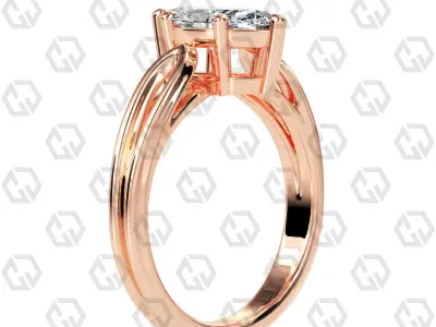 Ring 225 Marquise shape split shank solitaire ring with Gems 3D print model