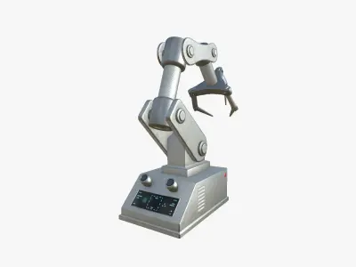 Robotic Hand A02 Bright Steel - Machinery Industrial Design Low-poly 3D model