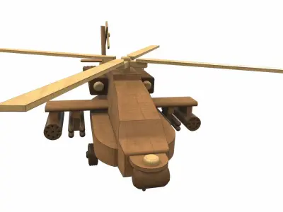 Wooden airplane toy helicopter Free 3D model
