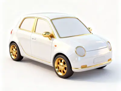Stylized Pearl White Compact 3D Model Low-poly 3D model