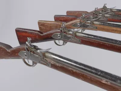 Low Poly PBR Flint Lock Rifle Low-poly 3D model