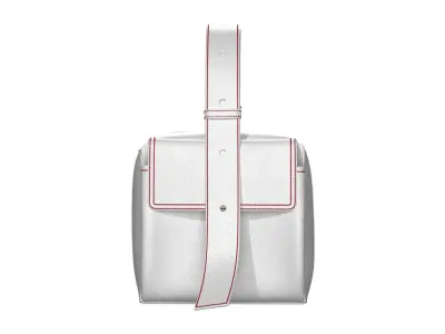 White Leather Box Pocket Bag 3D model