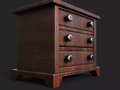 old wooden almira lowpoly game asset Low-poly 3D model