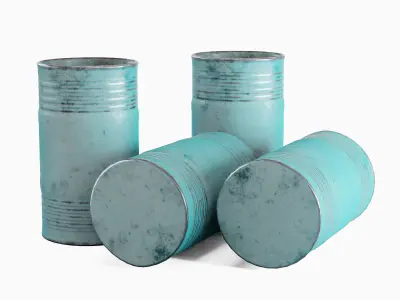 Old Steel Barrel 04 Low-poly 3D model